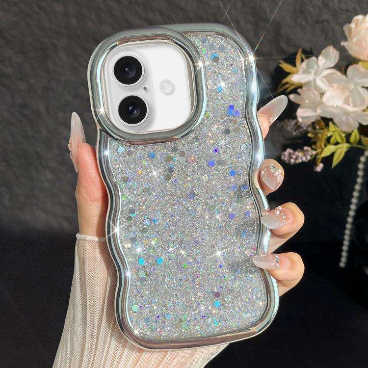 Wave Glitter Sequined Electroplated Phone Case, For iPhone 17 Pro Max, For iPhone 17 Pro, For iPh...