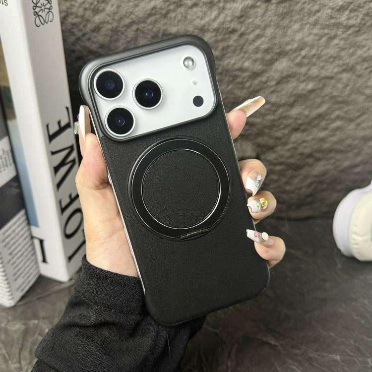 Frameless Leather-Skin PC MagSafe Holder Phone Case, For iPhone 17 Pro Max, For iPhone 17 Pro, Fo...