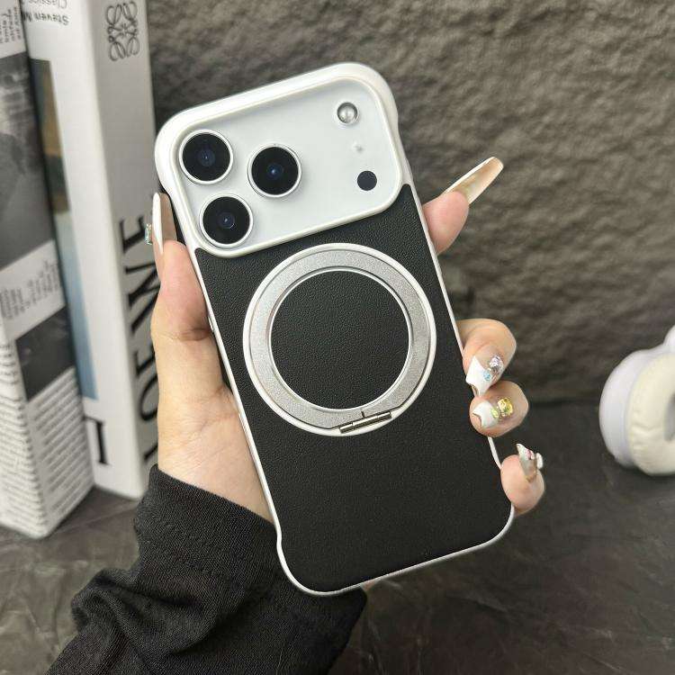 Frameless Leather-Skin PC MagSafe Holder Phone Case, For iPhone 17 Pro Max, For iPhone 17 Pro, Fo...