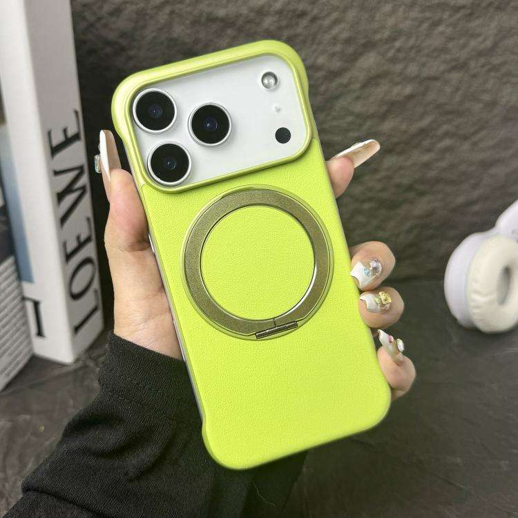 Frameless Leather-Skin PC MagSafe Holder Phone Case, For iPhone 17 Pro Max, For iPhone 17 Pro, Fo...