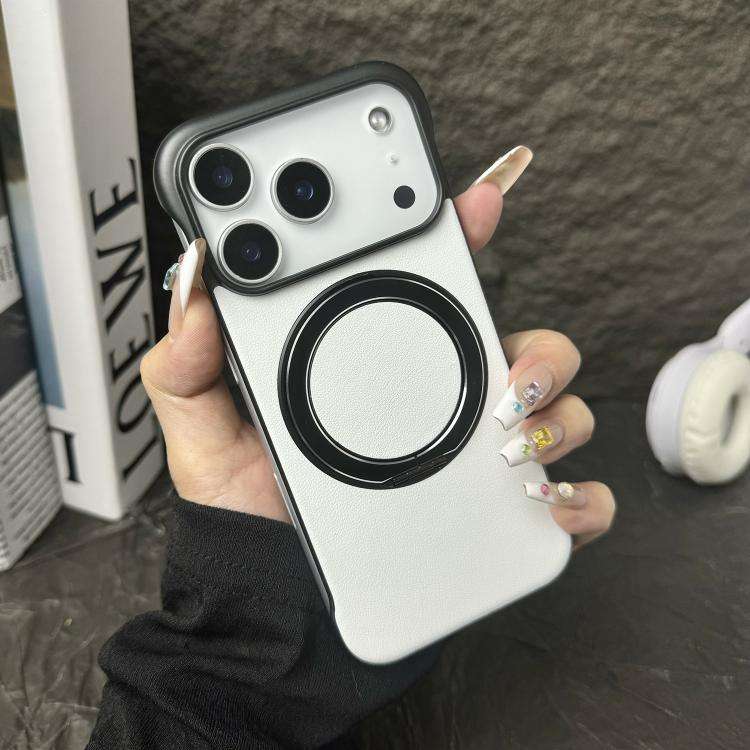 Frameless Leather-Skin PC MagSafe Holder Phone Case, For iPhone 17 Pro Max, For iPhone 17 Pro, Fo...