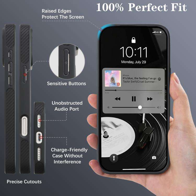 Carbon Fiber MagSafe Phone Case, For iPhone 16, For iPhone 15 Pro Max, For iPhone 15 Pro, For iPh...