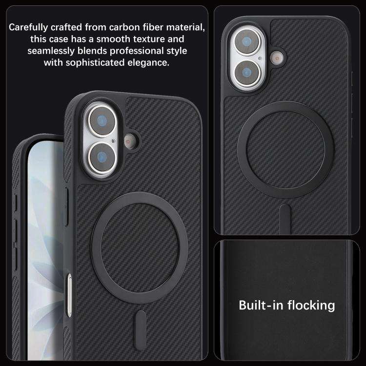 Carbon Fiber MagSafe Phone Case, For iPhone 16, For iPhone 15 Pro Max, For iPhone 15 Pro, For iPh...