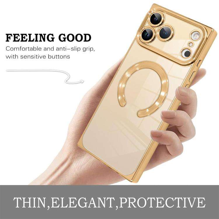 Right Angle Square Electroplated CD Pattern TPU MagSafe Phone Case, For iPhone 17 Pro Max, For iP...