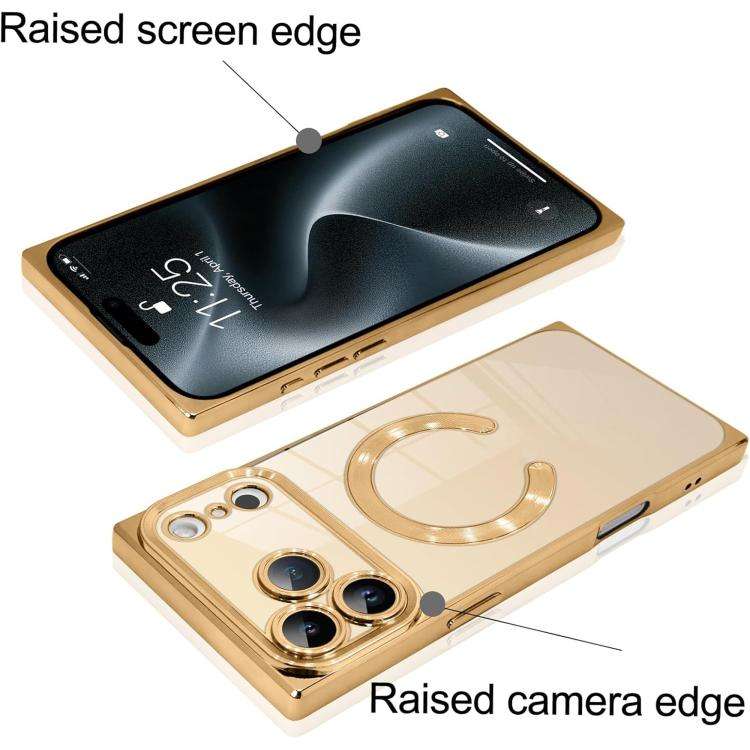 Right Angle Square Electroplated CD Pattern TPU MagSafe Phone Case, For iPhone 17 Pro Max, For iP...