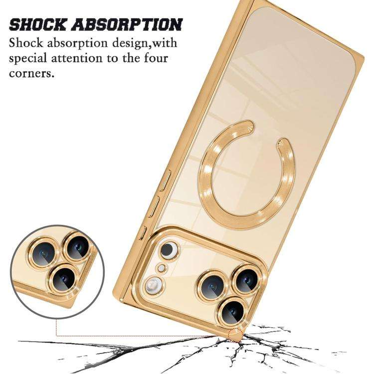 Right Angle Square Electroplated CD Pattern TPU MagSafe Phone Case, For iPhone 17 Pro Max, For iP...