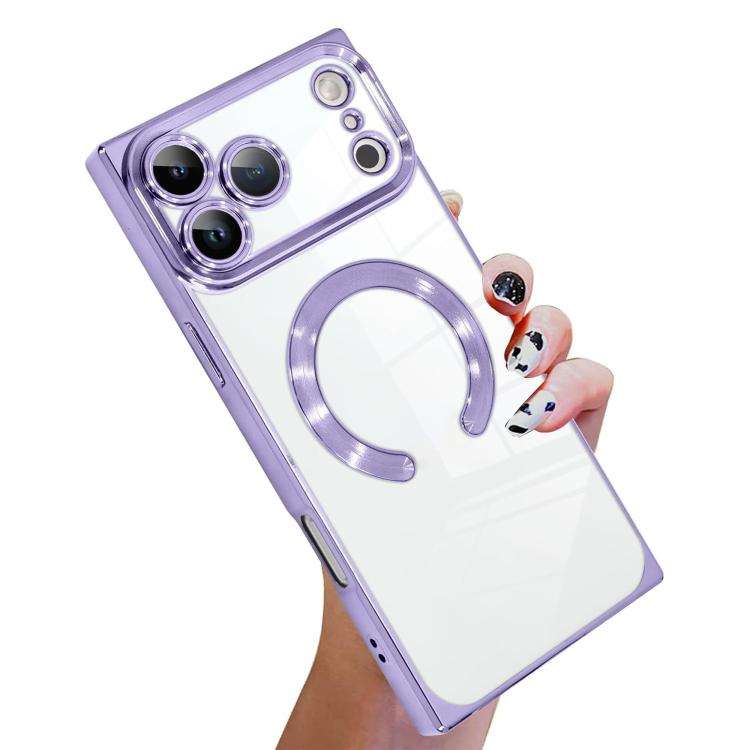 Right Angle Square Electroplated CD Pattern TPU MagSafe Phone Case, For iPhone 17 Pro Max, For iP...