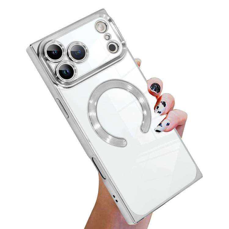 Right Angle Square Electroplated CD Pattern TPU MagSafe Phone Case, For iPhone 17 Pro Max, For iP...