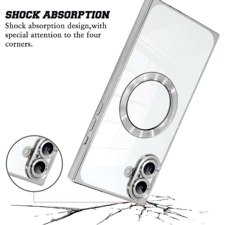 Right Angle Square Electroplated CD Pattern TPU MagSafe Phone Case, For iPhone 16 Plus, For iPhon...