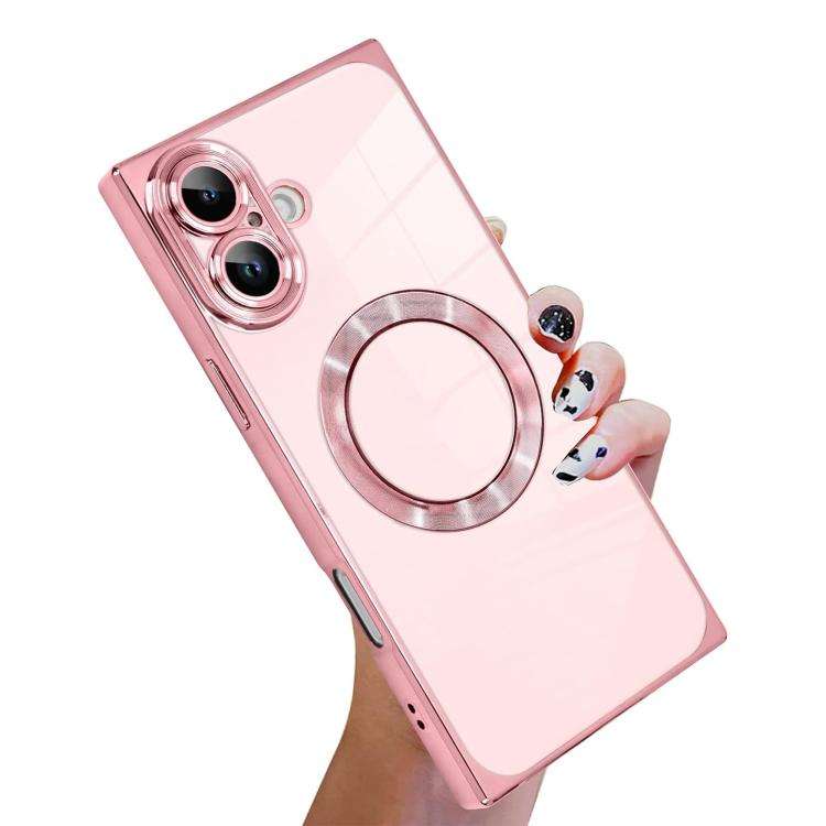Right Angle Square Electroplated CD Pattern TPU MagSafe Phone Case, For iPhone 16 Plus, For iPhon...