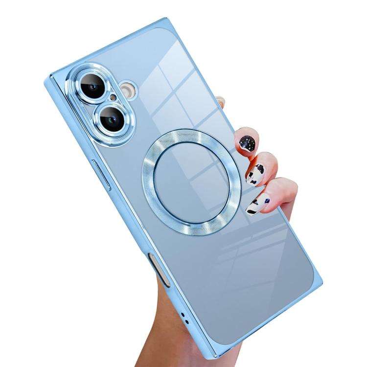 Right Angle Square Electroplated CD Pattern TPU MagSafe Phone Case, For iPhone 16 Plus, For iPhon...
