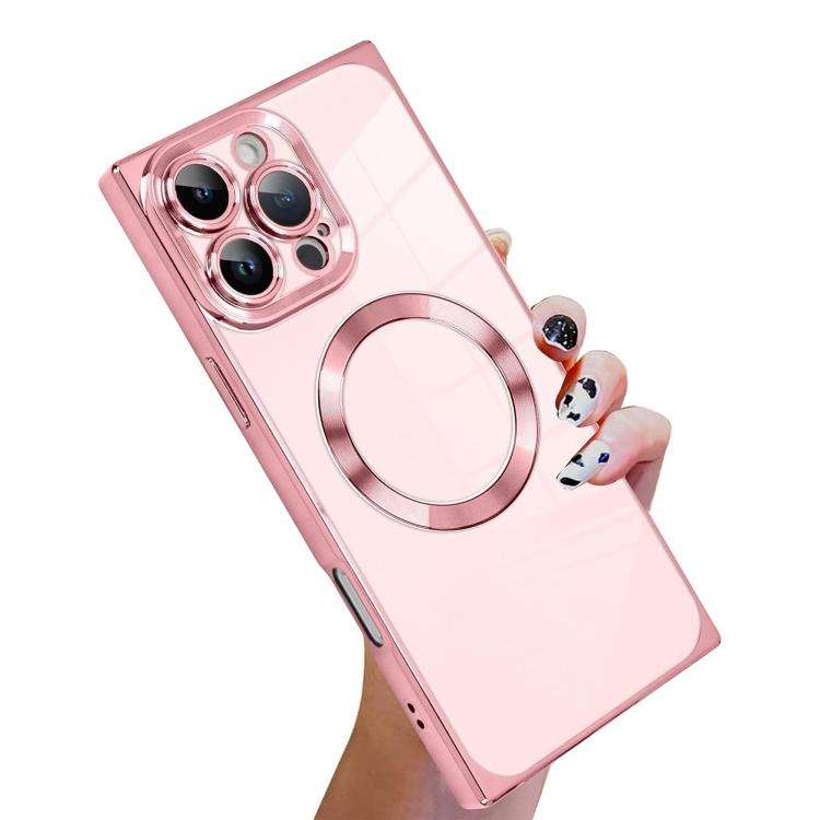 Right Angle Square Electroplated CD Pattern TPU MagSafe Phone Case, For iPhone 16 Plus, For iPhon...