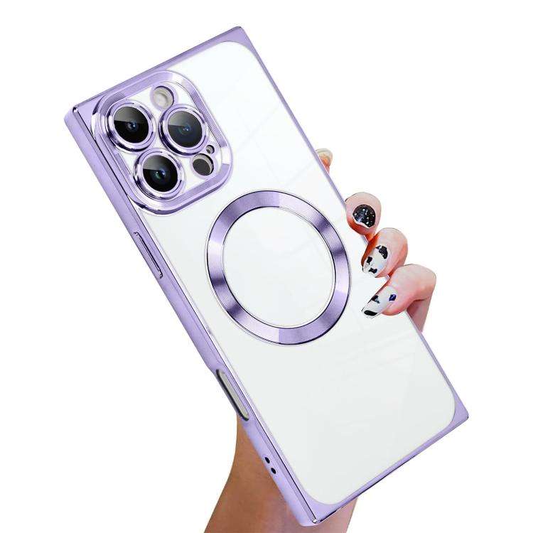 Right Angle Square Electroplated CD Pattern TPU MagSafe Phone Case, For iPhone 16 Plus, For iPhon...