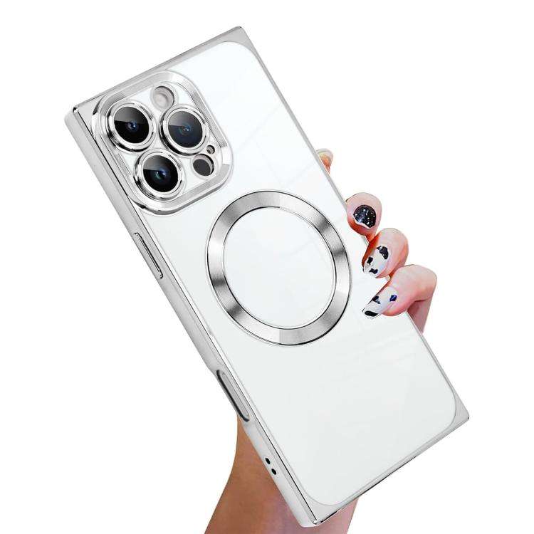 Right Angle Square Electroplated CD Pattern TPU MagSafe Phone Case, For iPhone 16 Plus, For iPhon...