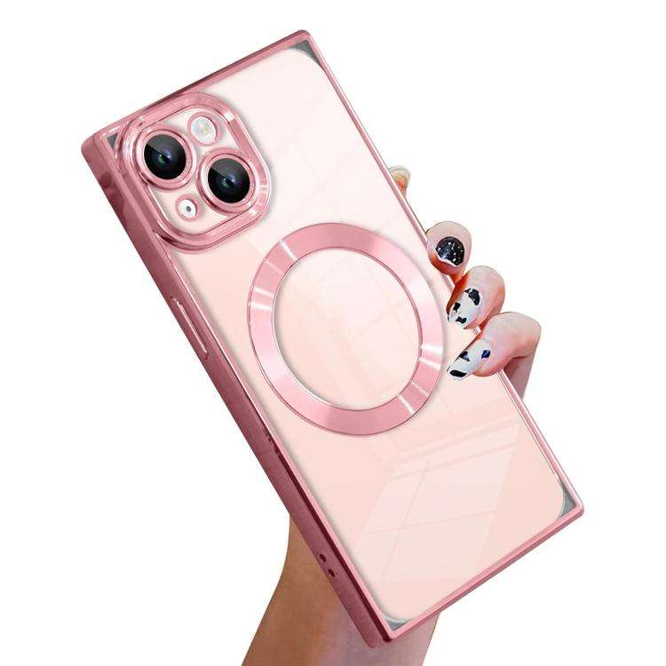 Right Angle Square Electroplated CD Pattern TPU MagSafe Phone Case, For iPhone 16 Plus, For iPhon...