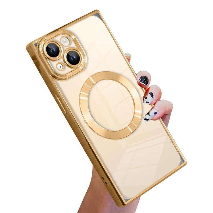 Right Angle Square Electroplated CD Pattern TPU MagSafe Phone Case, For iPhone 16 Plus, For iPhon...