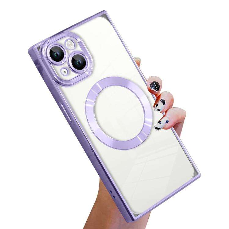 Right Angle Square Electroplated CD Pattern TPU MagSafe Phone Case, For iPhone 16 Plus, For iPhon...