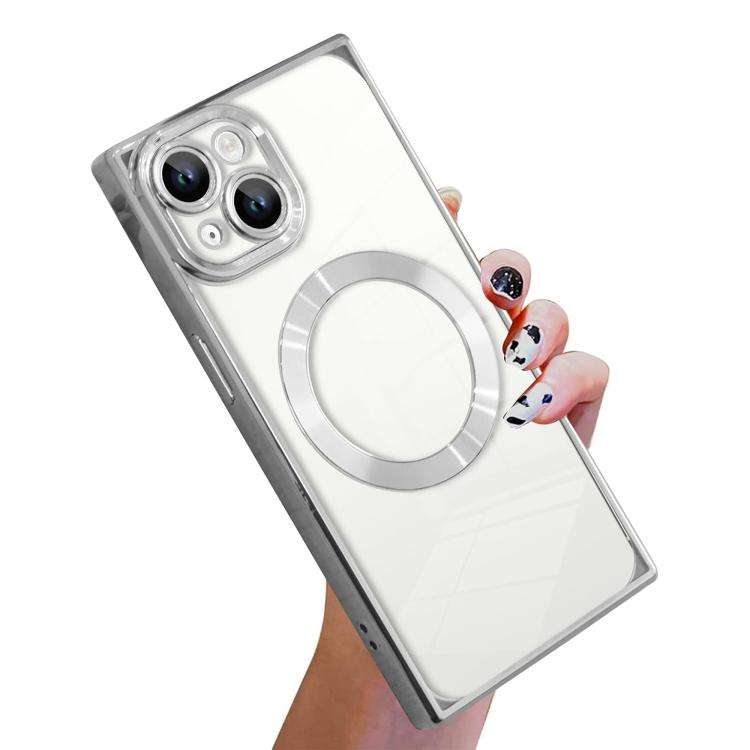 Right Angle Square Electroplated CD Pattern TPU MagSafe Phone Case, For iPhone 16 Plus, For iPhon...