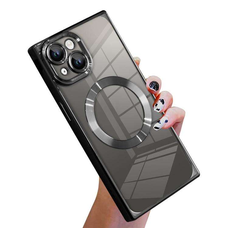 Right Angle Square Electroplated CD Pattern TPU MagSafe Phone Case, For iPhone 14 Plus, For iPhon...