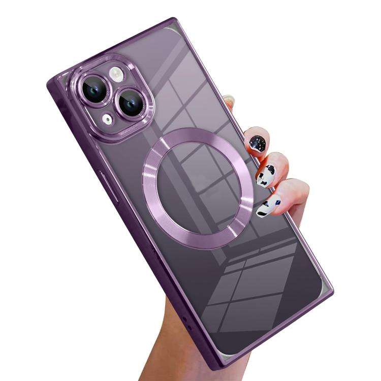 Right Angle Square Electroplated CD Pattern TPU MagSafe Phone Case, For iPhone 13