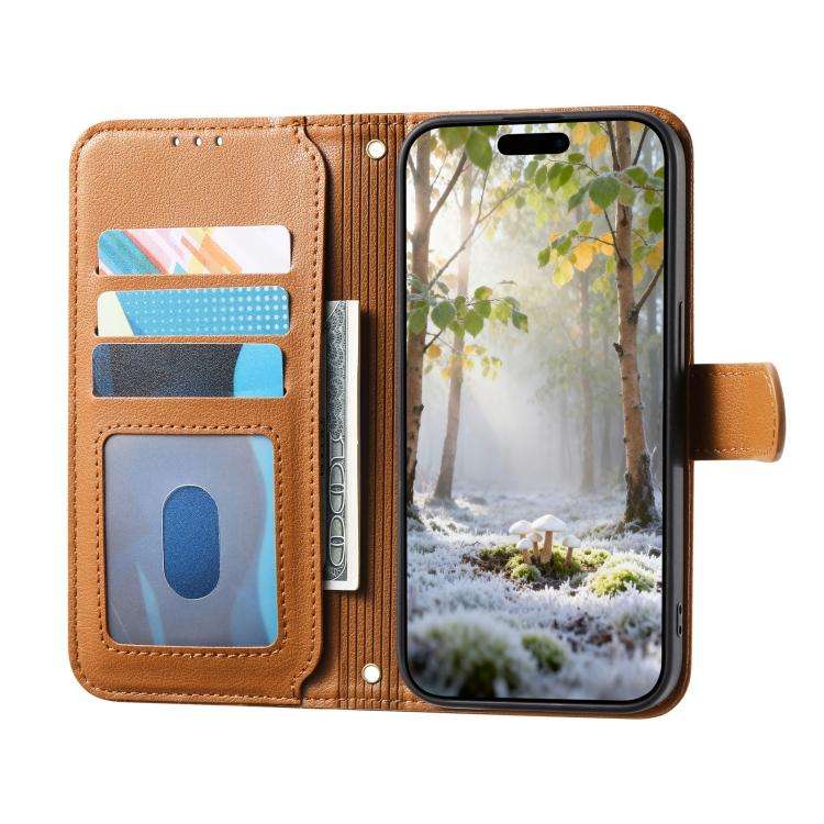 Rhombic Texture Zipper Wallet Metal Bow-knot Vegan Leather Phone Case with Strap, For iPhone 15 P...