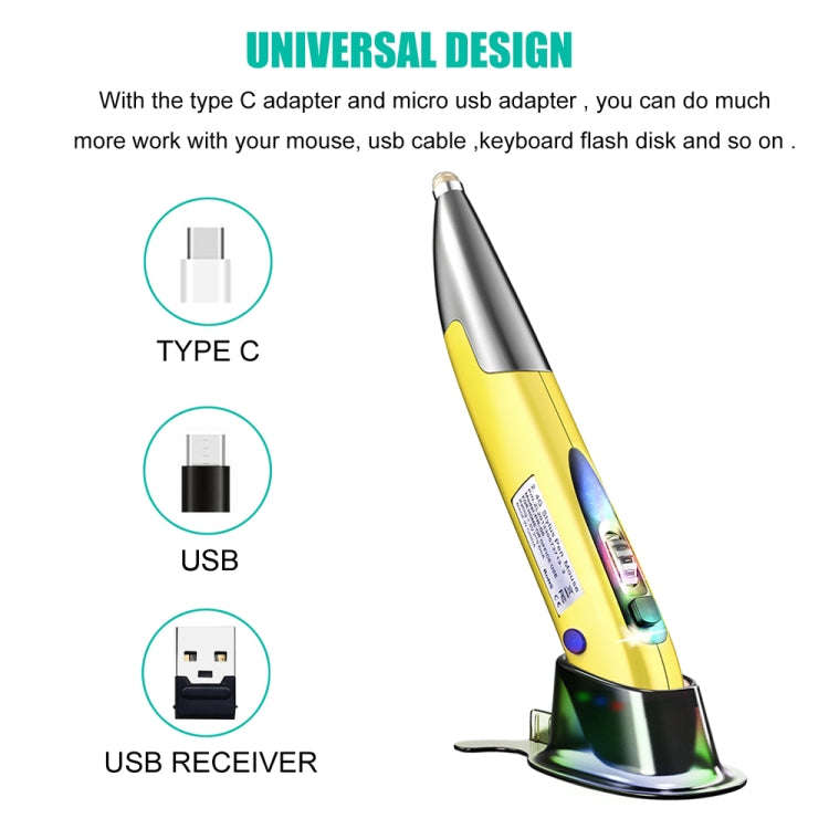 PR-A18 2.4G Charge Mouse Pen Handwritten Glow Wireless Mouse Pen, Yellow, Red, Purple, Green, Blu...