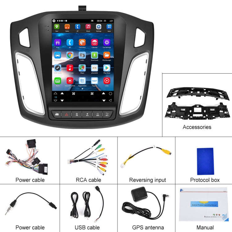 For Ford Focus 9.7 Inch Android WiFi Car Integrated Machine, Style:, Standard, Standard+4 Light C...