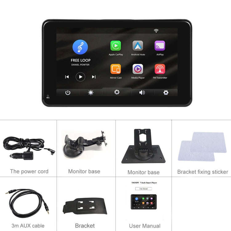 A3135 7 Inches HD Wired Smart Screen With Wireless CarPlay + Android Auto + Android, Without Came...