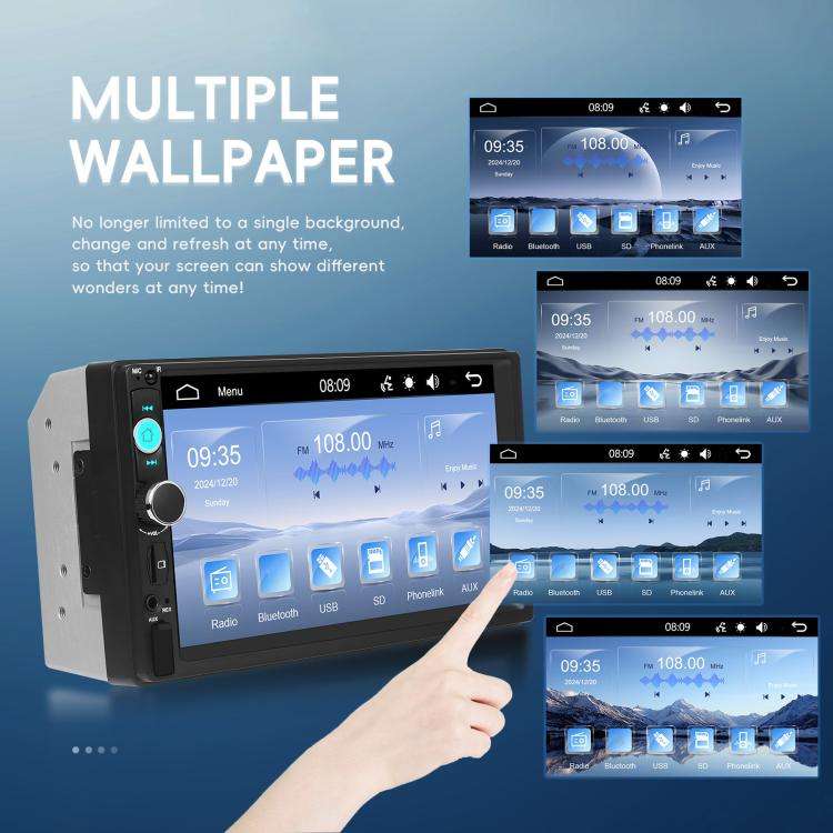 7 Inch Wired Carplay Dual Butt MP5 Player Bluetooth Big Screen Car Center Control, Standard, Stan...
