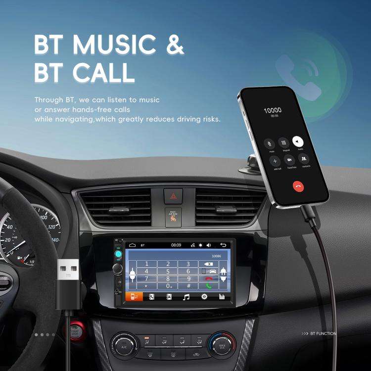 7 Inch Wired Carplay Dual Butt MP5 Player Bluetooth Big Screen Car Center Control, Standard, Stan...