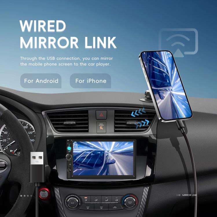 7 Inch Wired Carplay Dual Butt MP5 Player Bluetooth Big Screen Car Center Control, Standard, Stan...