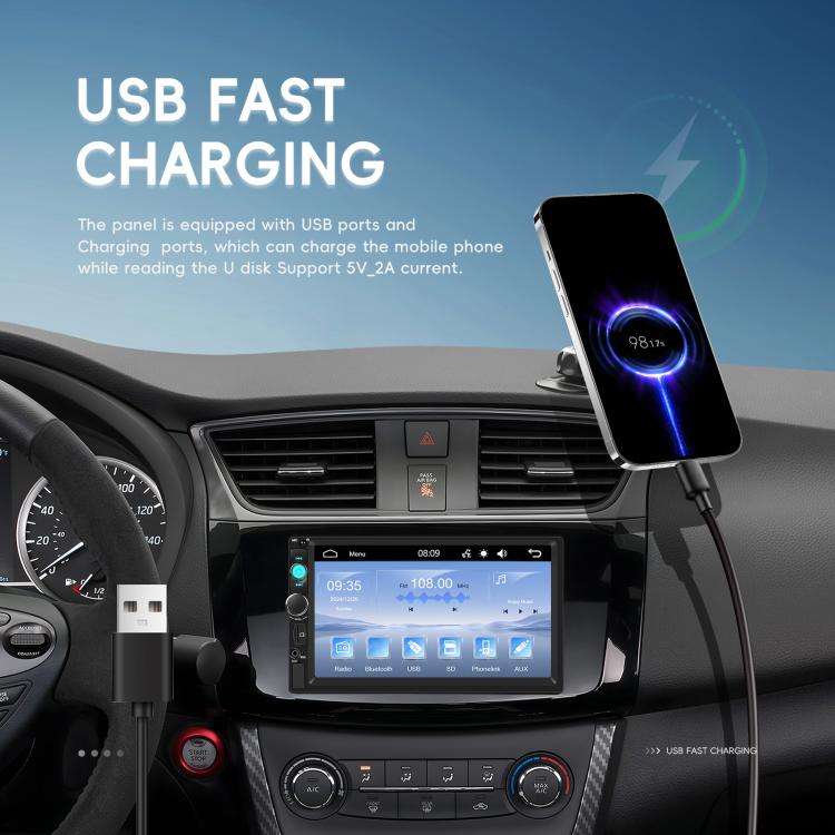 7 Inch Wired Carplay Dual Butt MP5 Player Bluetooth Big Screen Car Center Control, Standard, Stan...