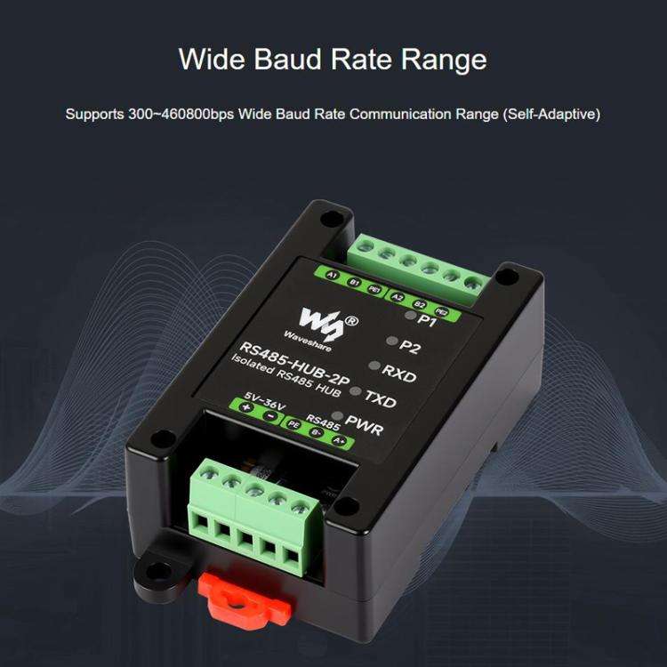 Industrial Isolated 2CH Hub Rail Wide Baud Rate Repeater, 32157