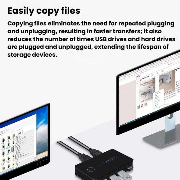 KM-U204A Computer Sharing Switch Keyboard, Mouse, USB & Printer Hub, USB 3.0 2 Input 4 Output, US...