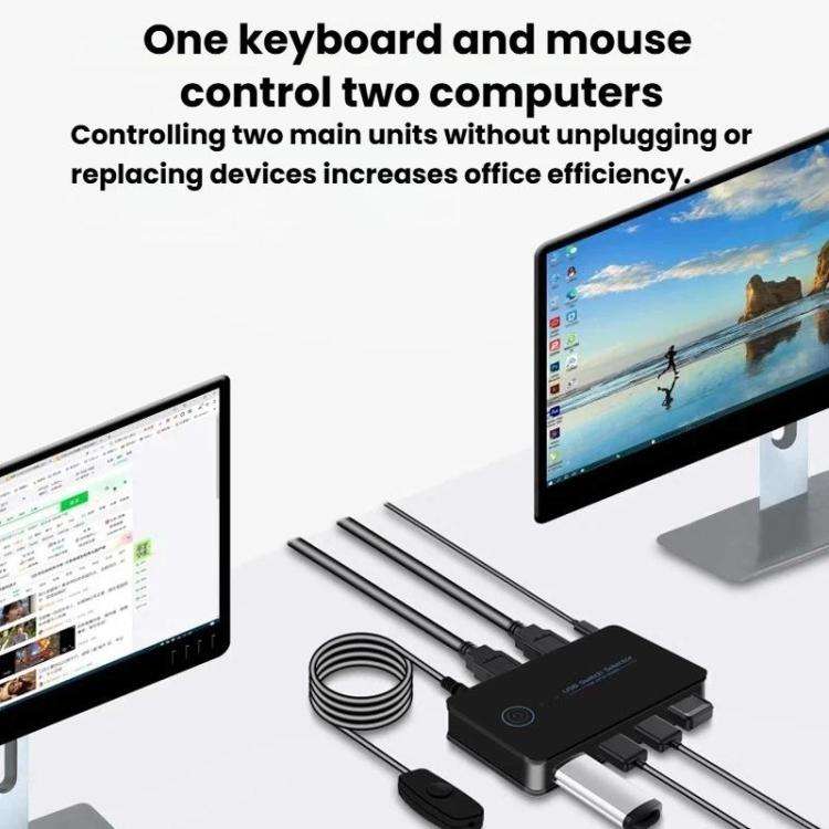 KM-U204A Computer Sharing Switch Keyboard, Mouse, USB & Printer Hub, USB 3.0 2 Input 4 Output, US...