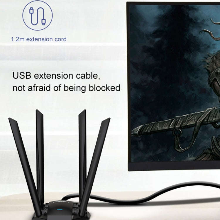 COMFAST CF-WU785AC 1300Mbps Dual-band Wifi USB Network Adapter with 4 Antennas, CF-WU785AC