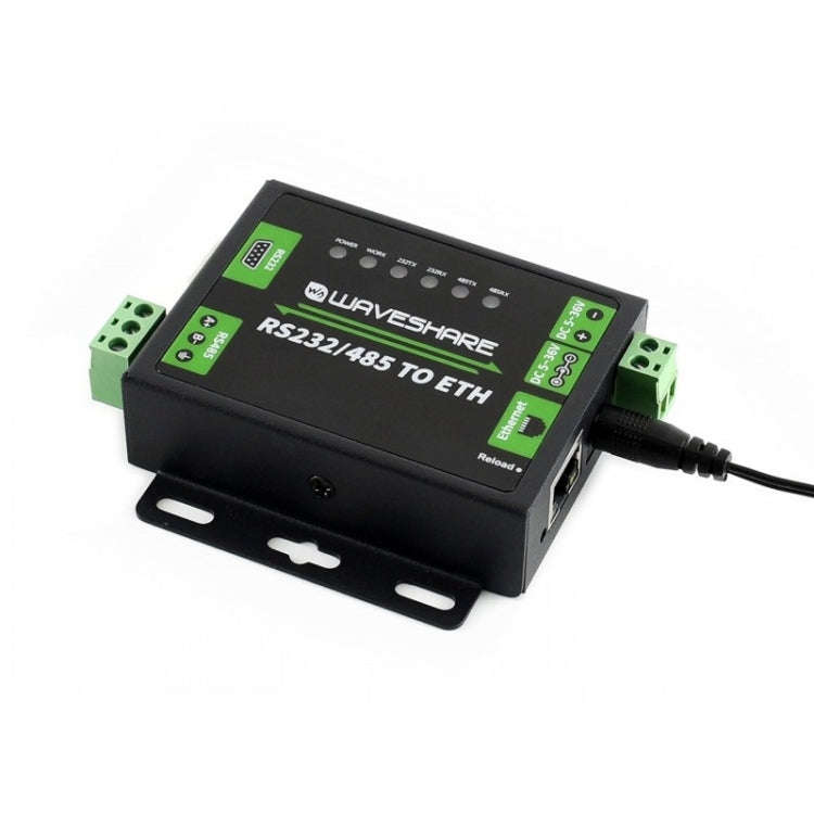 Waveshare Industrial RS232/RS485 to Ethernet Converter, US Plug, RS232/RS485