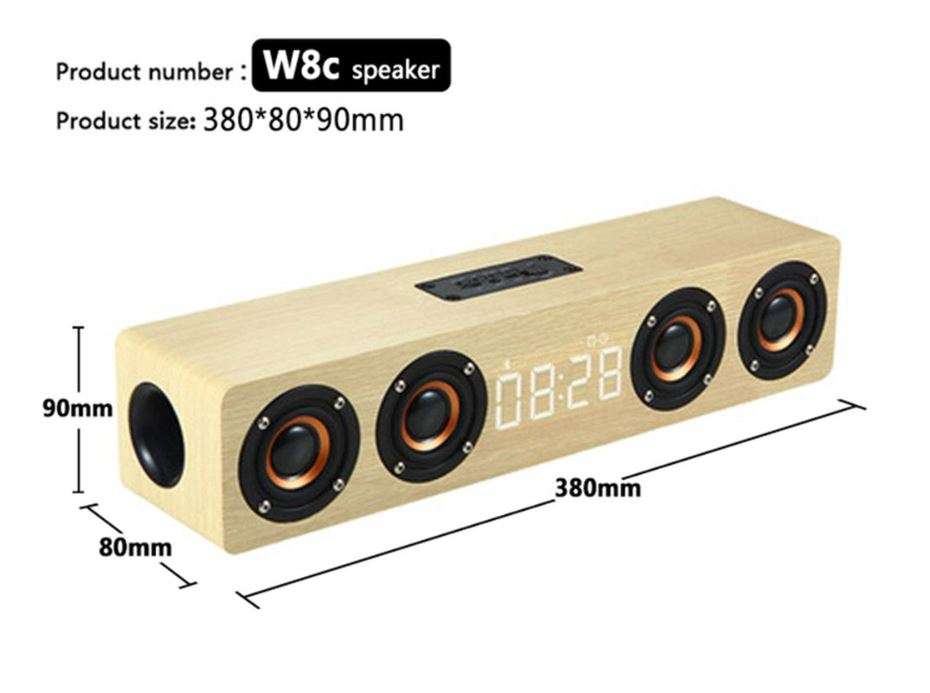 TruSound 8C High-End Wooden Clock Subwoofer Bluetooth Speaker