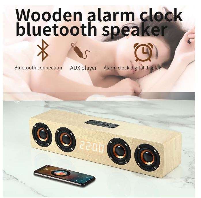 TruSound 8C High-End Wooden Clock Subwoofer Bluetooth Speaker
