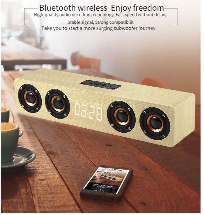 TruSound 8C High-End Wooden Clock Subwoofer Bluetooth Speaker