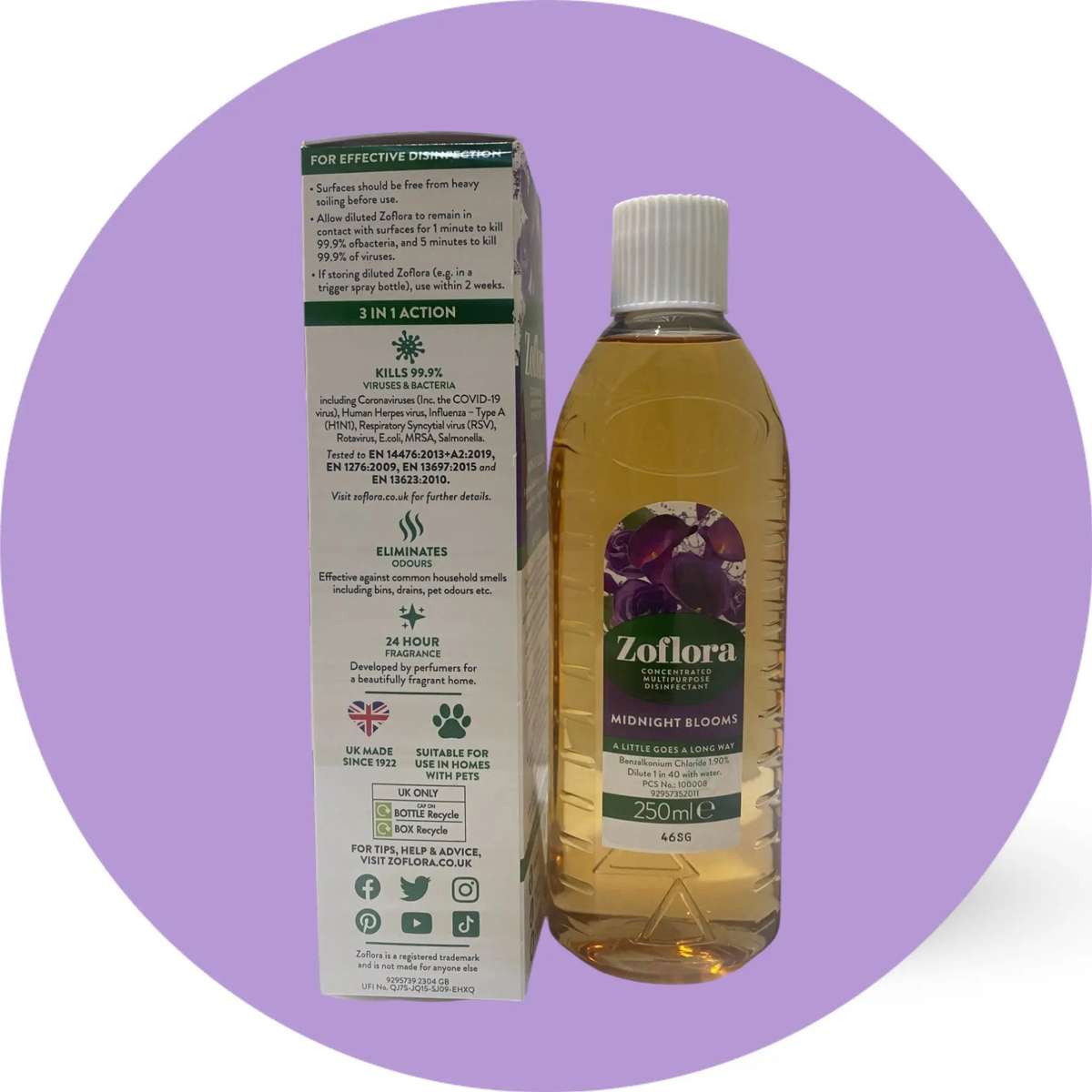 Zoflora Midnight Blooms 500ml Concentrate - Elegant Scent. Ruthless Clean.