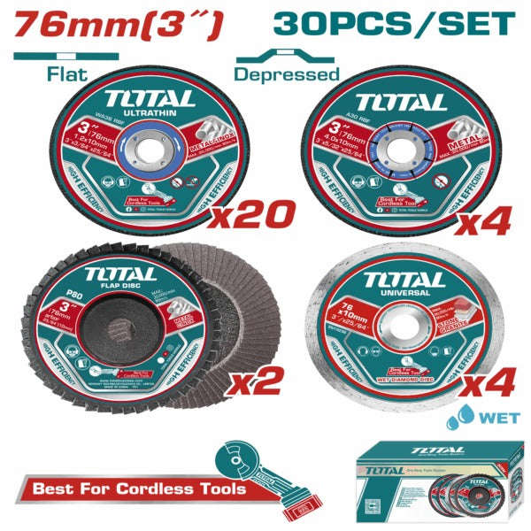 Total Abrasive Cutting/Grinding 76mm 30PC