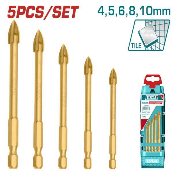 Total Drill Set 5Pc Glass 4-10