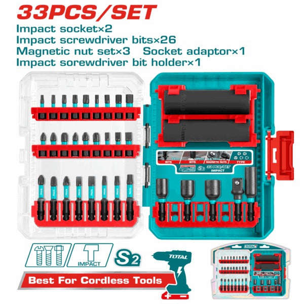 Total Screwdriver bits and Socket Set IMPACT 33PC