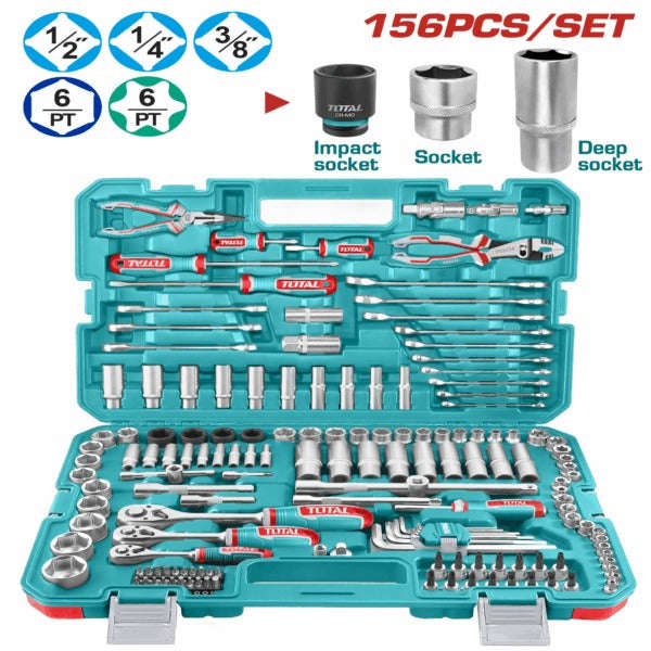Total Socket Set 156pc 1/4+1/2+3/8