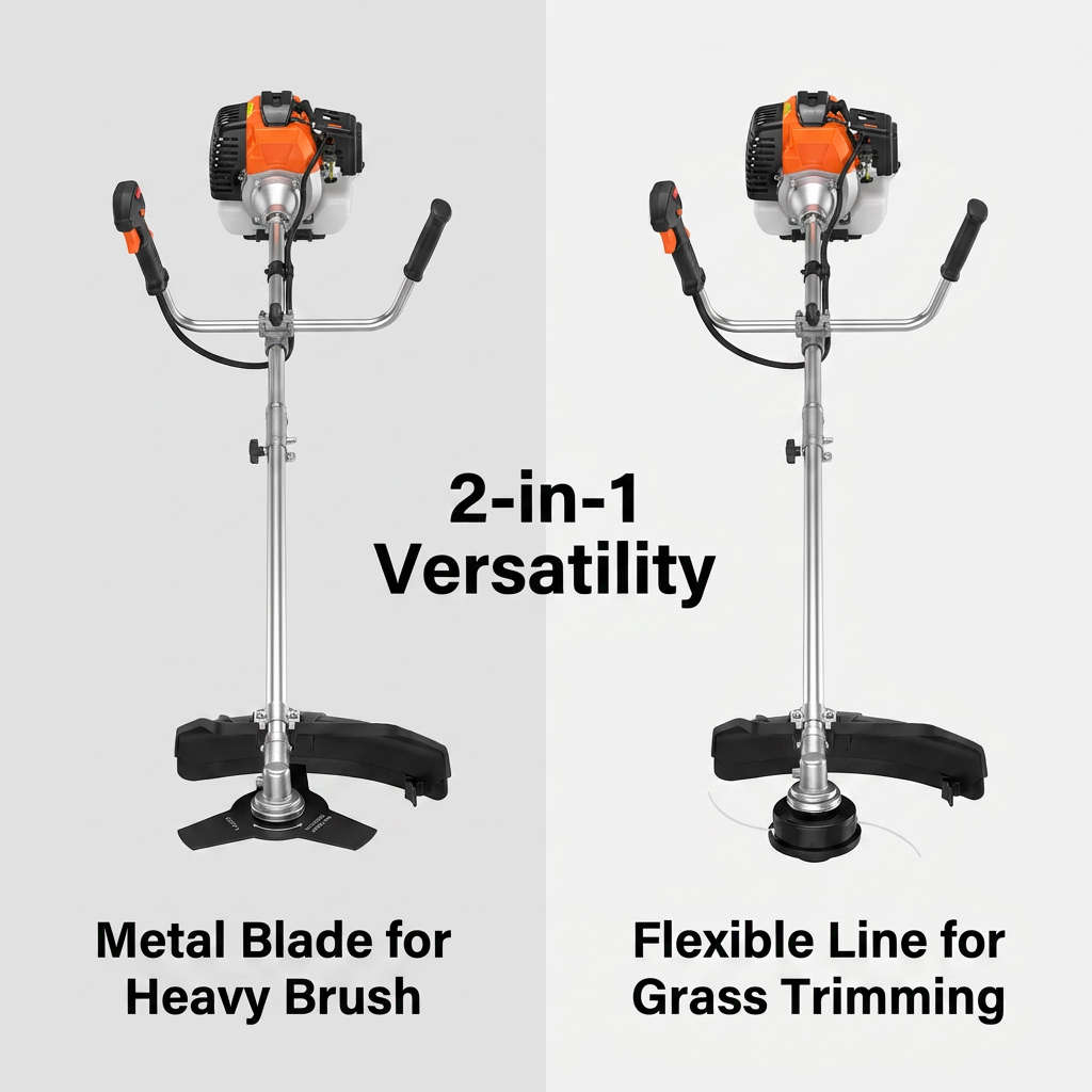 YARD FORCE 52cc Petrol Brush Cutter Grass Trimmer 2-in-1 Easy Start