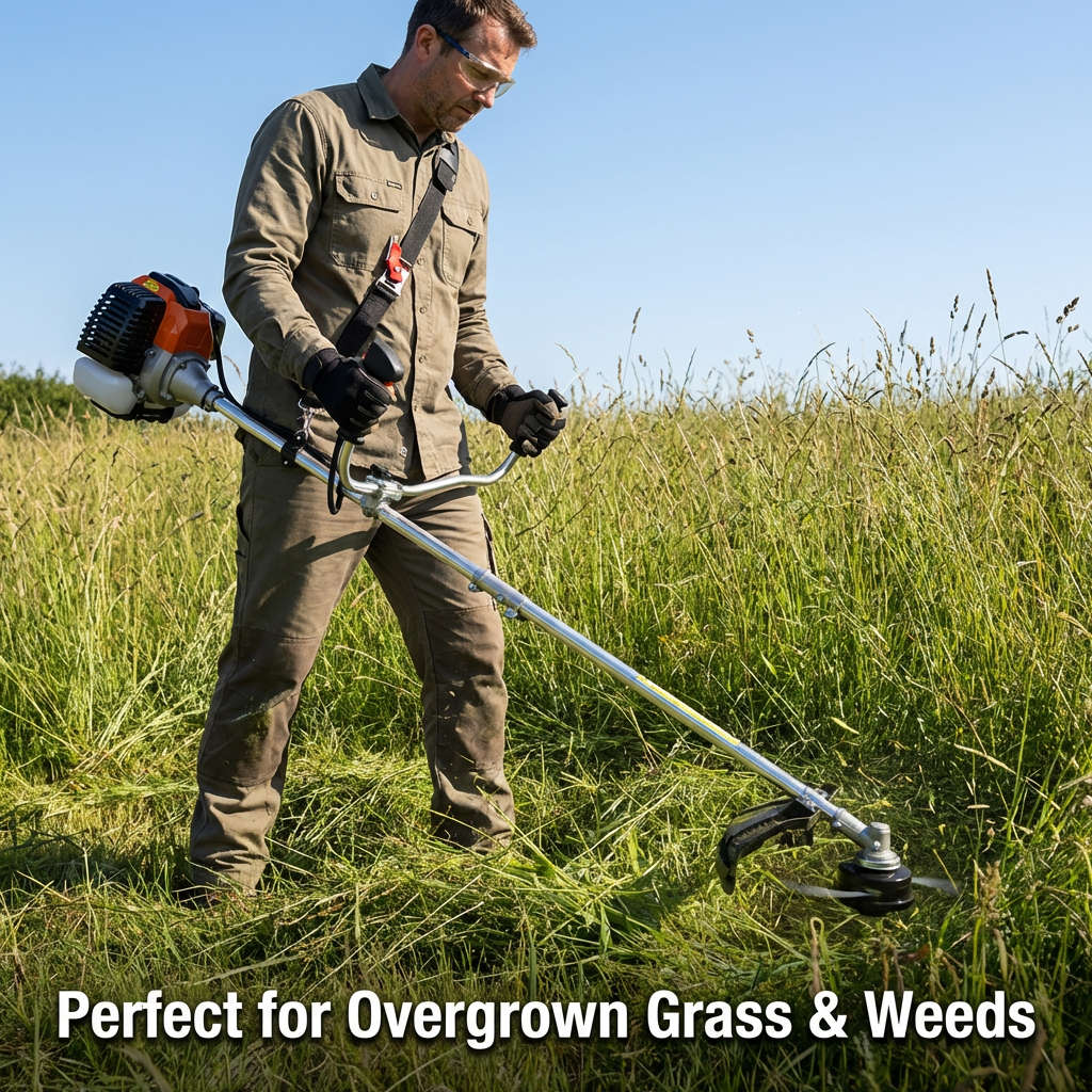 YARD FORCE 52cc Petrol Brush Cutter Grass Trimmer 2-in-1 Easy Start