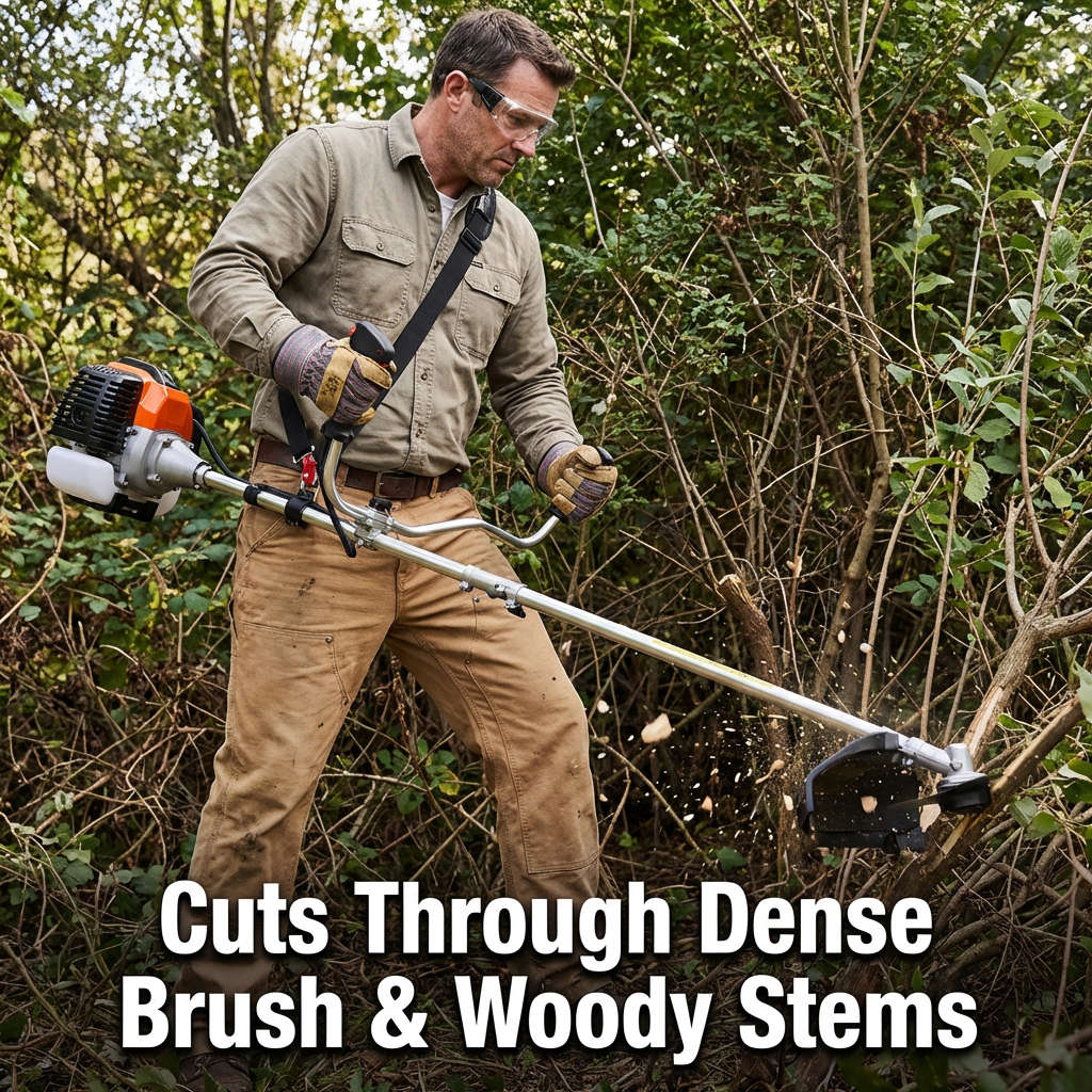 YARD FORCE 52cc Petrol Brush Cutter Grass Trimmer 2-in-1 Easy Start