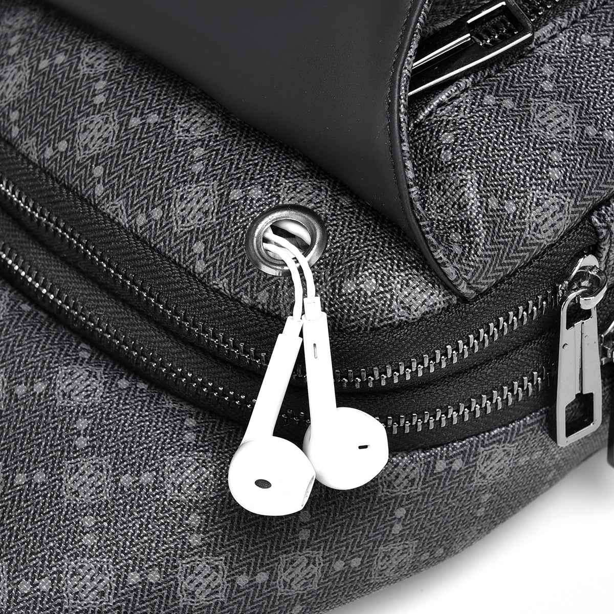 Men's Classic Monogram Crossbody Sling Bag with USB Port