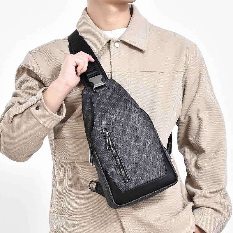 Men's Classic Monogram Crossbody Sling Bag with USB Port